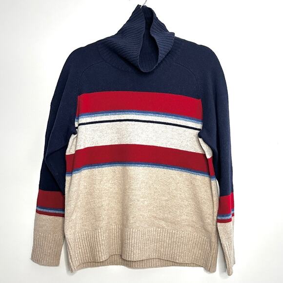 Pendleton Camp Striped 85% Lamb's Wool Turtleneck Ribbed Trim Sweater Sz Large - Picture 1 of 5